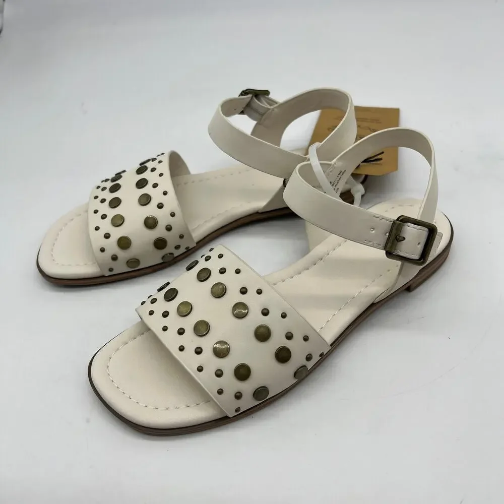 Frye and Co. Womens Brooklyn Adjustable Strap Flat Sandals Cream Size 6M
